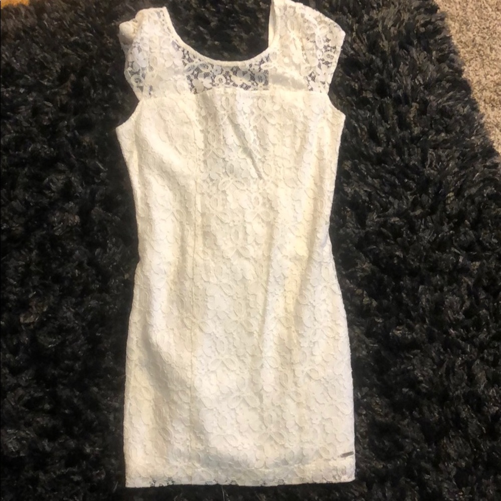 All white lace Hollister low back dress!